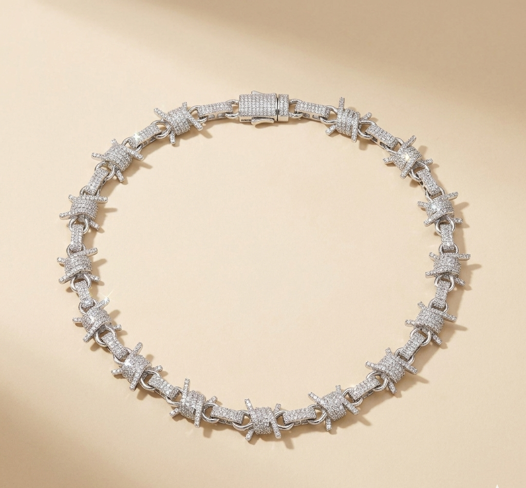 VVS Moissanite Barbed Chain — 925 Sterling Silver