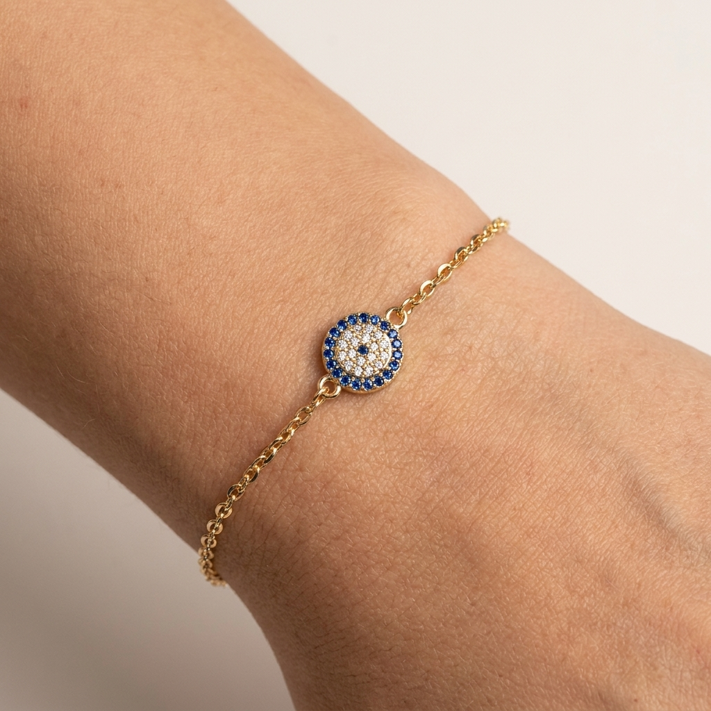 Evil Eye Charm Bracelet worn by model