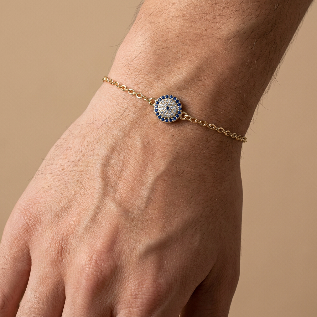 Evil Eye Charm Bracelet worn by model