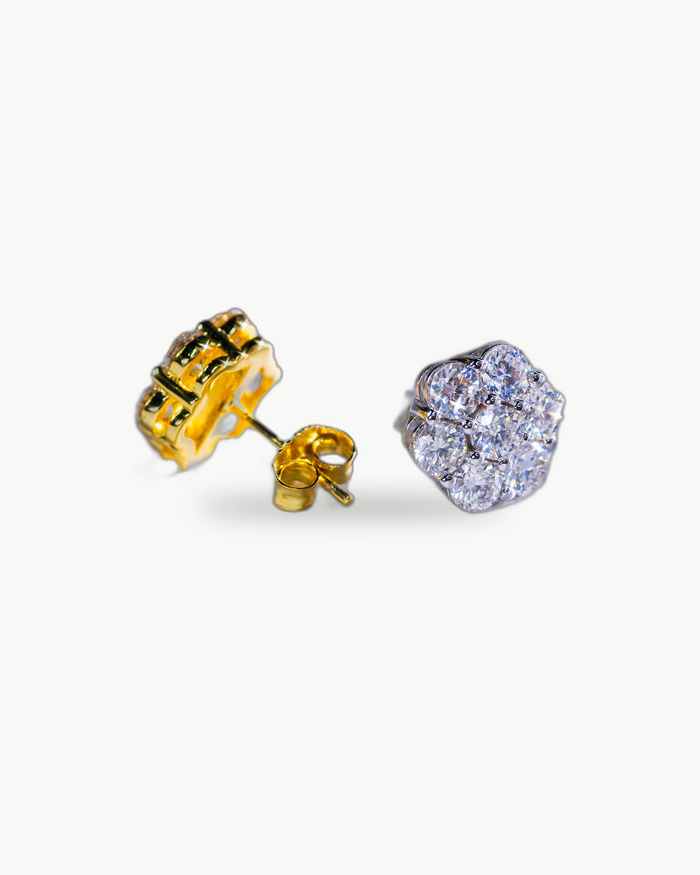 Moissanite Flower Cluster Stud Earrings 9mm