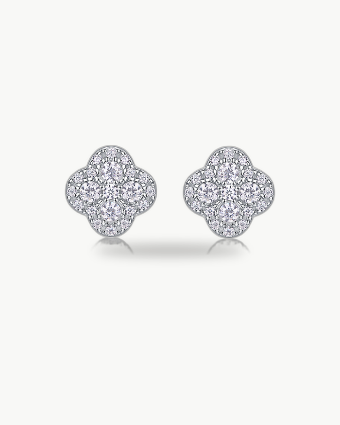 Moissanite Clover Stud Earrings