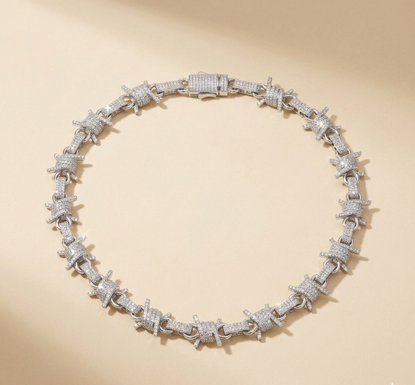 VVS Moissanite Barbed Chain — 925 Sterling Silver