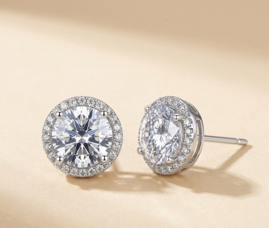 VVS Moissanite Stud Earrings — D-Color VVS1