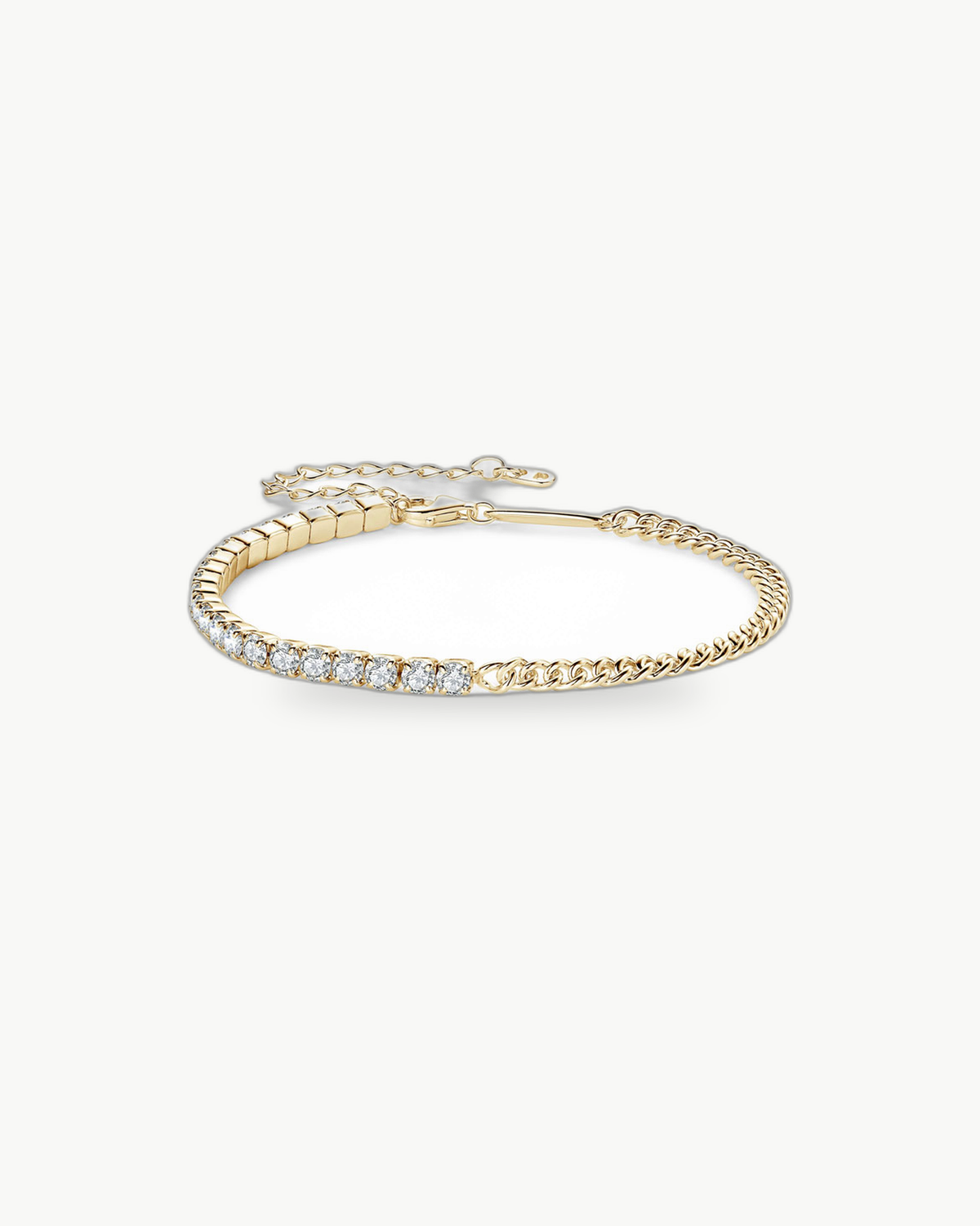 Moissanite Curb Chain Tennis Bracelet - Gold