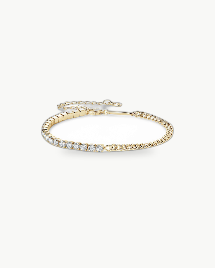 Moissanite Curb Chain Tennis Bracelet - Gold
