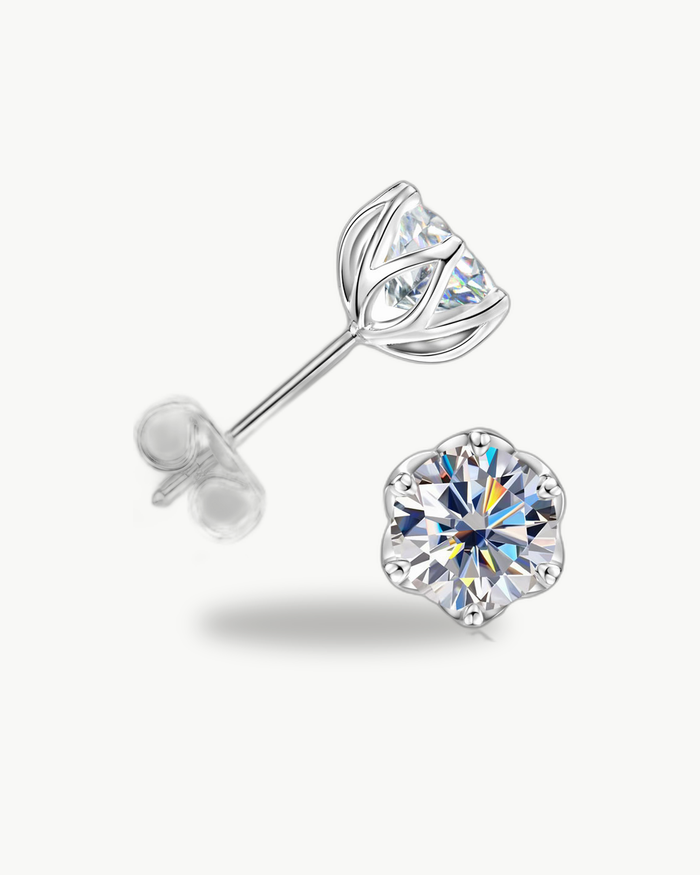 Moissanite Claw-Set Stud Earrings